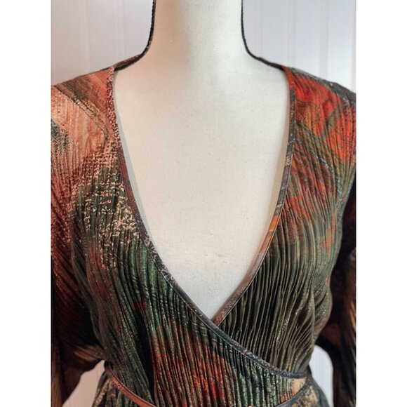 Zara Multicolor Pleated String Tie Wrap Blouse Top Sz S NWT! - Picture 6 of 16